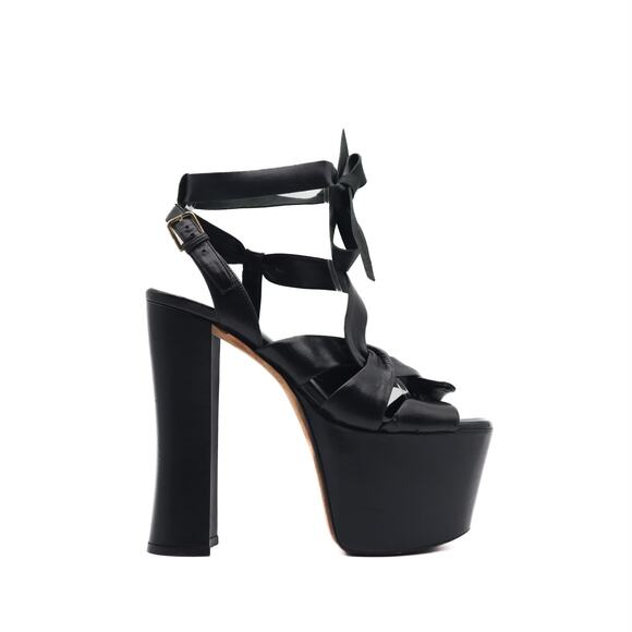 Saint Laurent Platform Strappy Lace Up Sandals Size 35 - Picture 1 of 11